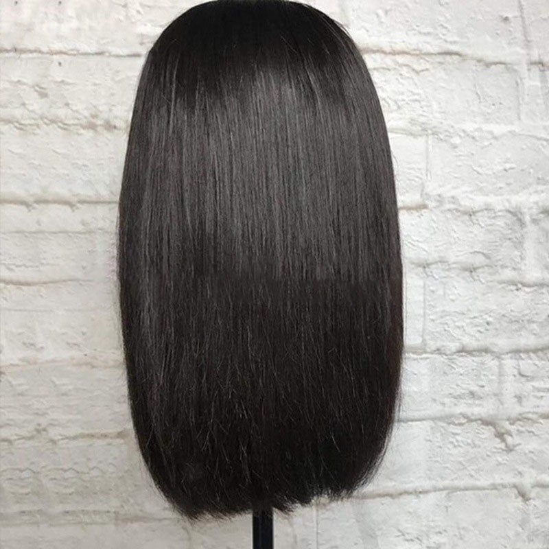 Wig European And American Wig Black Short Straight Hair Front Lace Chemical Fiber Ladies Headgear T Lace Spot Wig