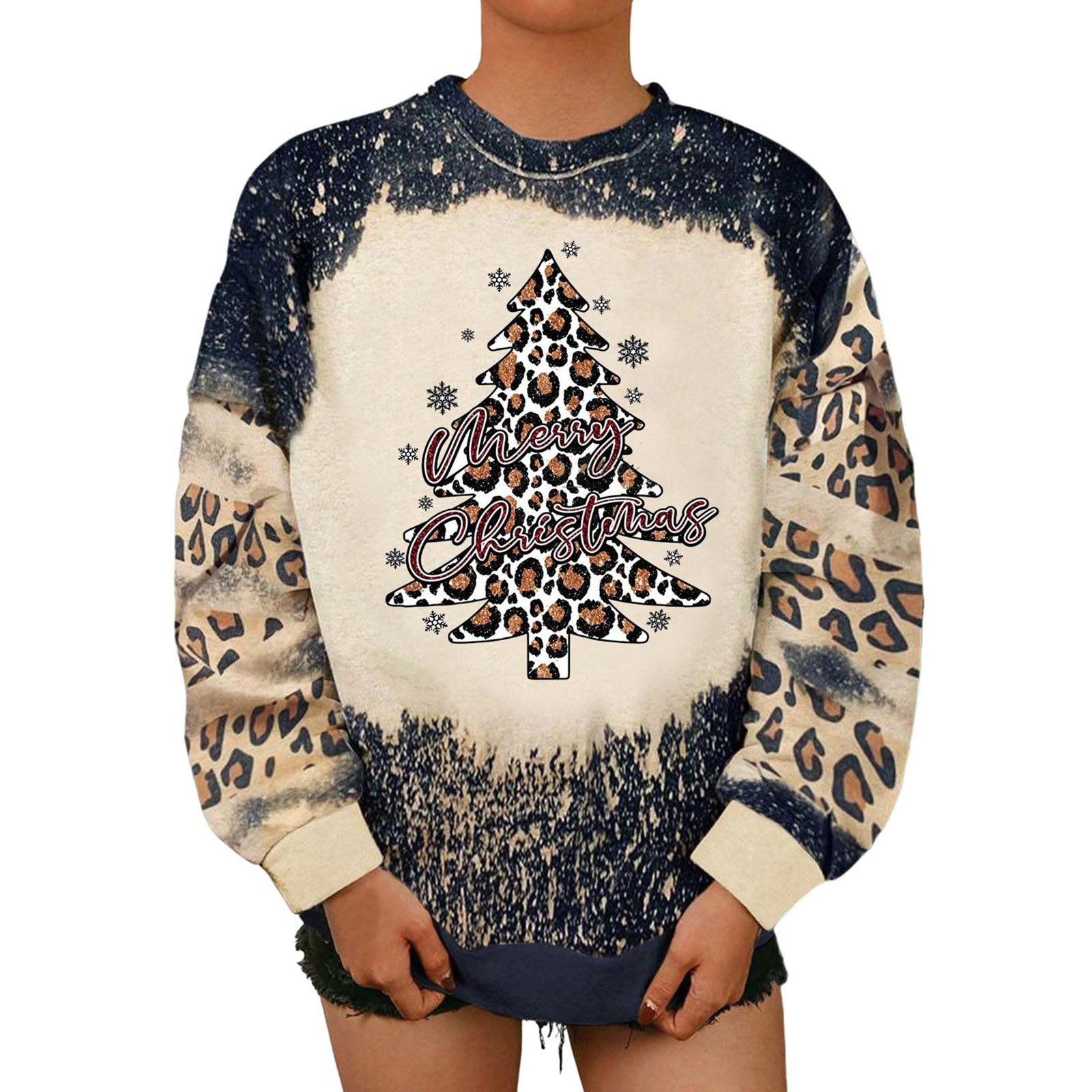 2 Autumn And Winter New Christmas 3D Digital Printed Round Neck Brushed Hoody