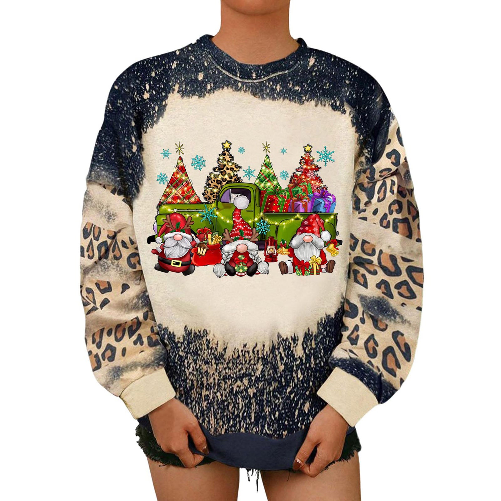 2 Autumn And Winter New Christmas 3D Digital Printed Round Neck Brushed Hoody