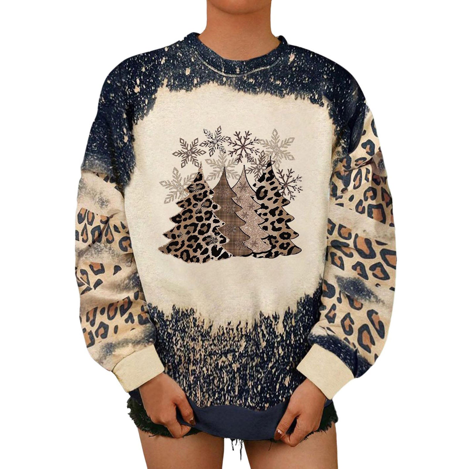 2 Autumn And Winter New Christmas 3D Digital Printed Round Neck Brushed Hoody